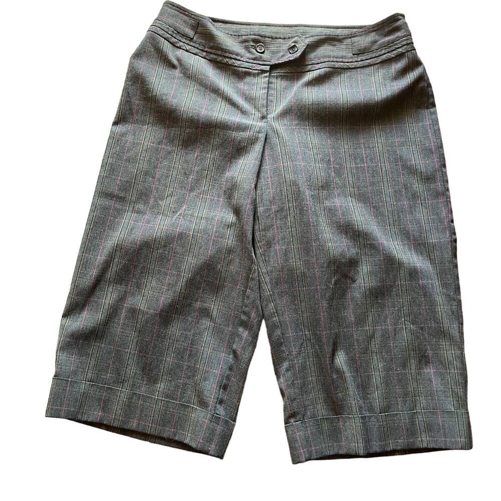 Lane Bryant Plaid Cropped Wide Leg Cuffed Pants Grey